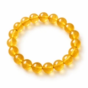 Natural Citrine Crystal Bracelet for men and women featuring yellow to golden Citrine gemstone beads in 8mm and 10mm round sizes, stretchable design.