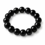 Natural Black Tourmaline Crystal Bracelet for men and women featuring polished black round gemstone beads in 8mm and 10mm sizes with a stretchable design.