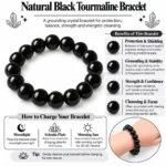 Natural Black Tourmaline Crystal Bracelet for Men & Women Online - Image 3