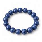 Natural Sodalite Crystal Bracelet for spiritual balance and meditation featuring polished royal blue and deep navy gemstone beads with natural white patterns in 8mm and 10mm round sizes.