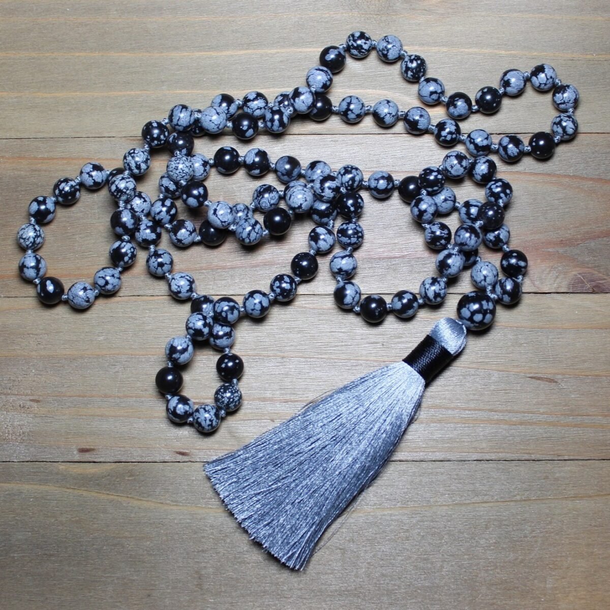 Snowflake Obsidian Mala
