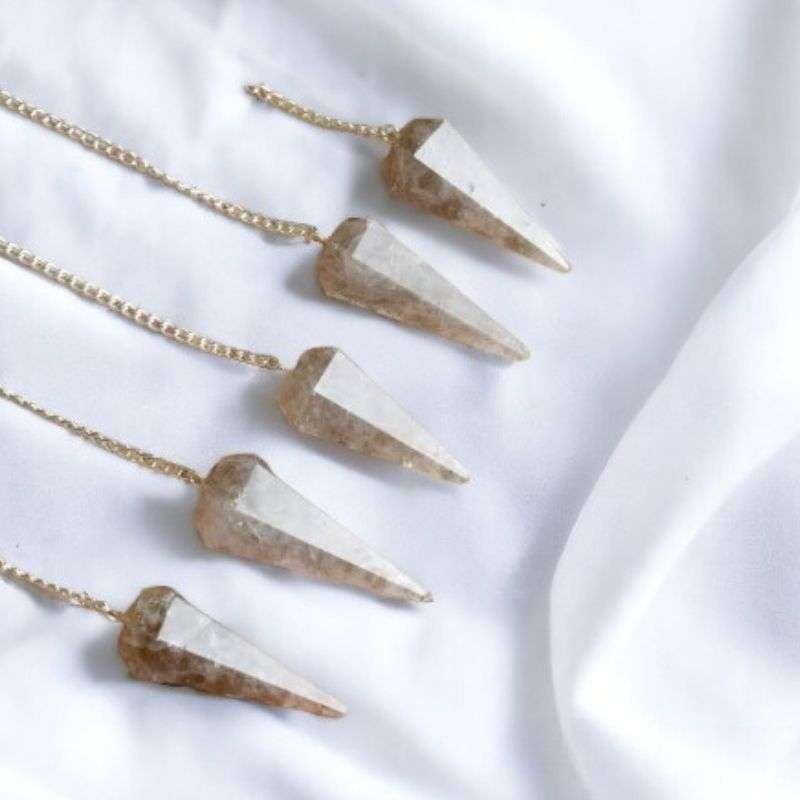 thumbnail image 2 of Natural Crystal Quartz Gemstone Point Dowsing Pendulum 2 of 11