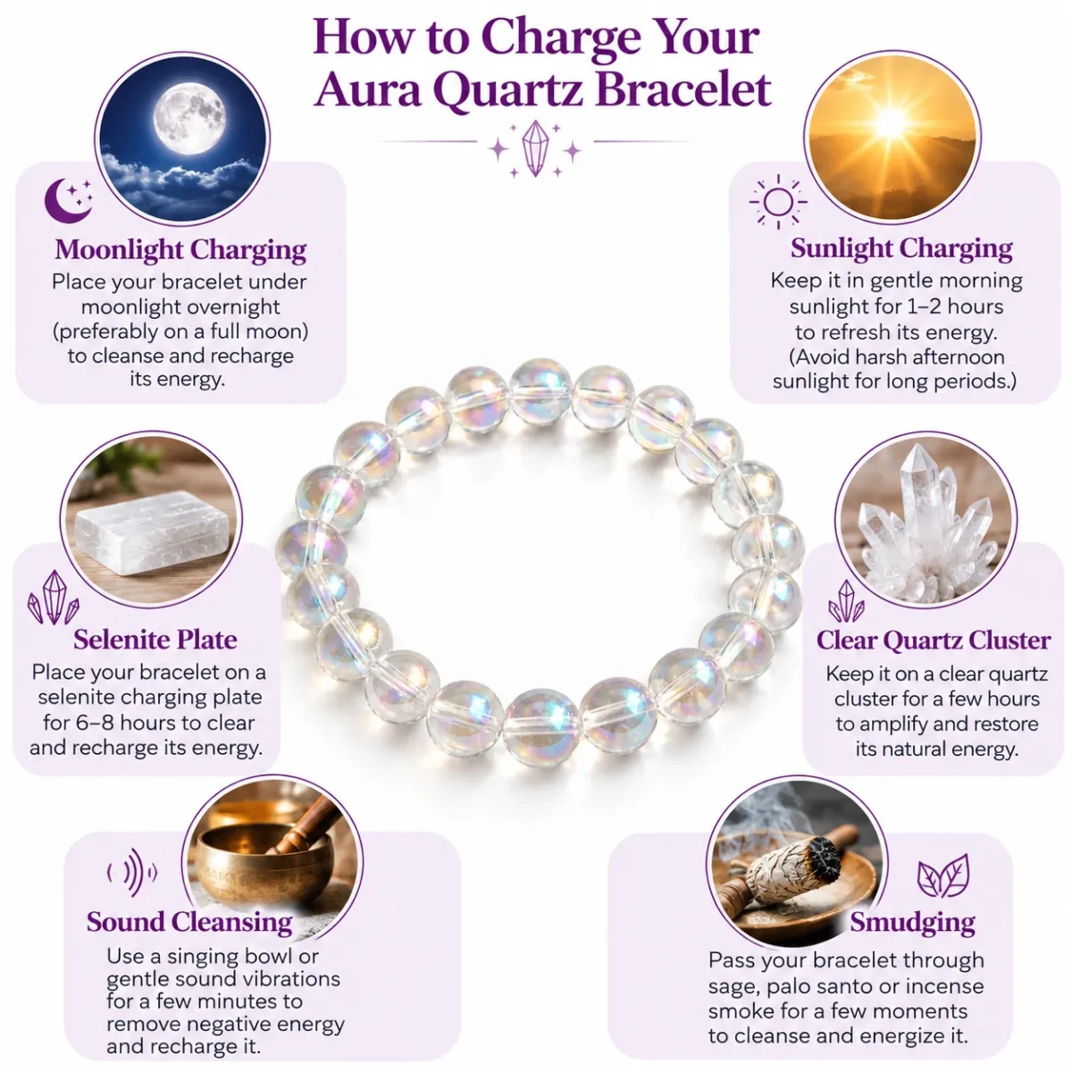 Natural Aura Quartz Crystal Bracelet – Positive Energy, Calmness & Spiritual Harmony - Image 4
