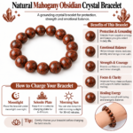 Natural Mahogany Obsidian Crystal Bracelet for Grounding & Strength - Image 4