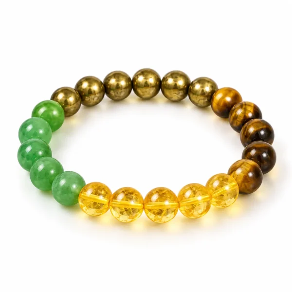 Natural Money Magnet Crystal Bracelet for men and women featuring purple round gemstone beads, available in 8mm and 10mm sizes with a stretchable design.