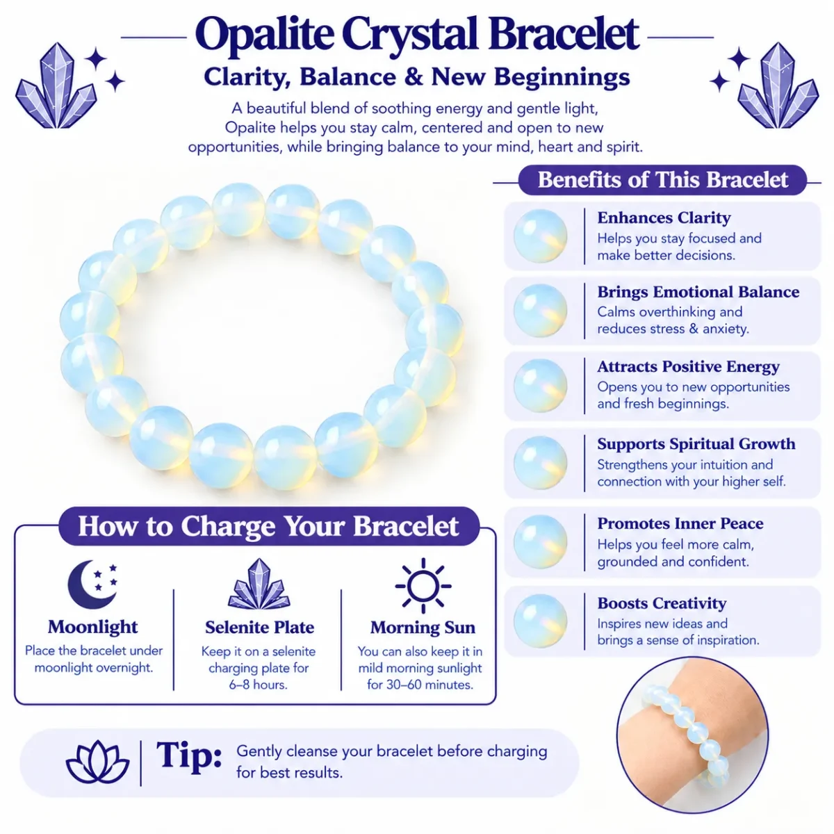 Opalite Crystal Bracelet for Calmness, Clarity & Inner Peace - Image 5