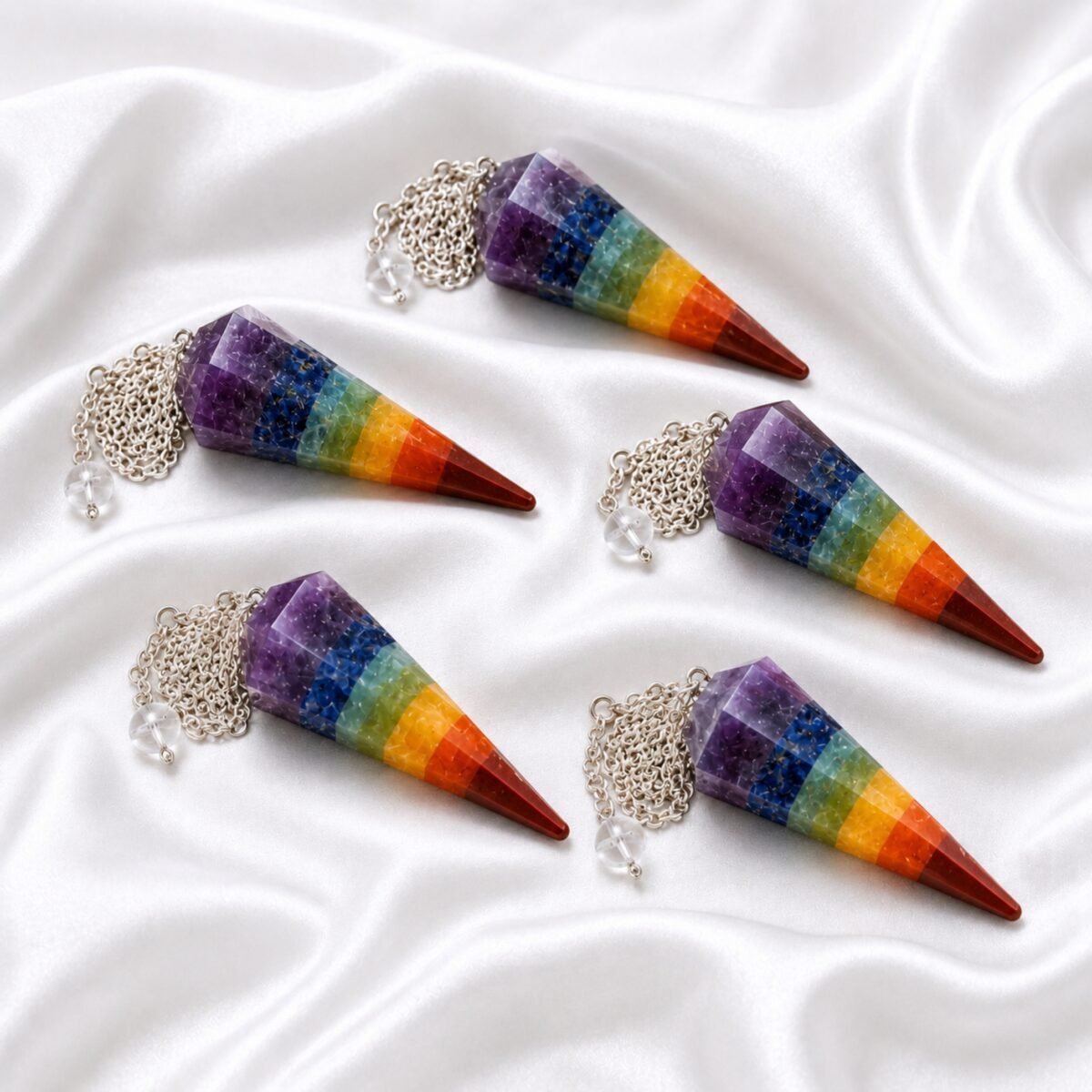 Seven Chakra Dowser Pendulum – GTI Certified Spiritual Crystal for Meditation, Intuition & Intention Setting - Image 3