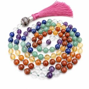 7 Chakra Mala GTI Certified crystal mala for meditation and spiritual practices