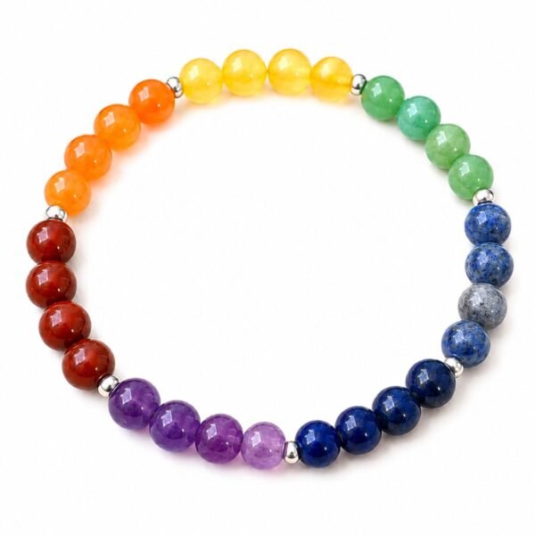 Seven Chakra Bracelet GTI Certified chakra crystal bracelet by Pure Gems World
