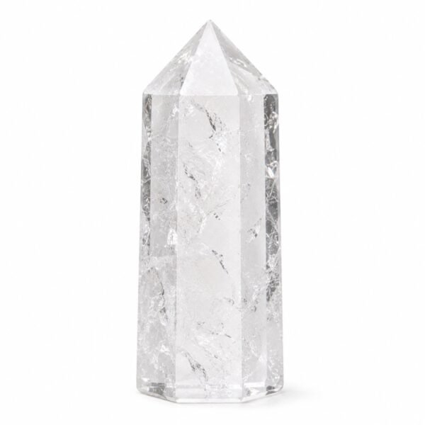 Clear Quartz Crystal Obelisk with pointed tip, transparent appearance and natural internal inclusions