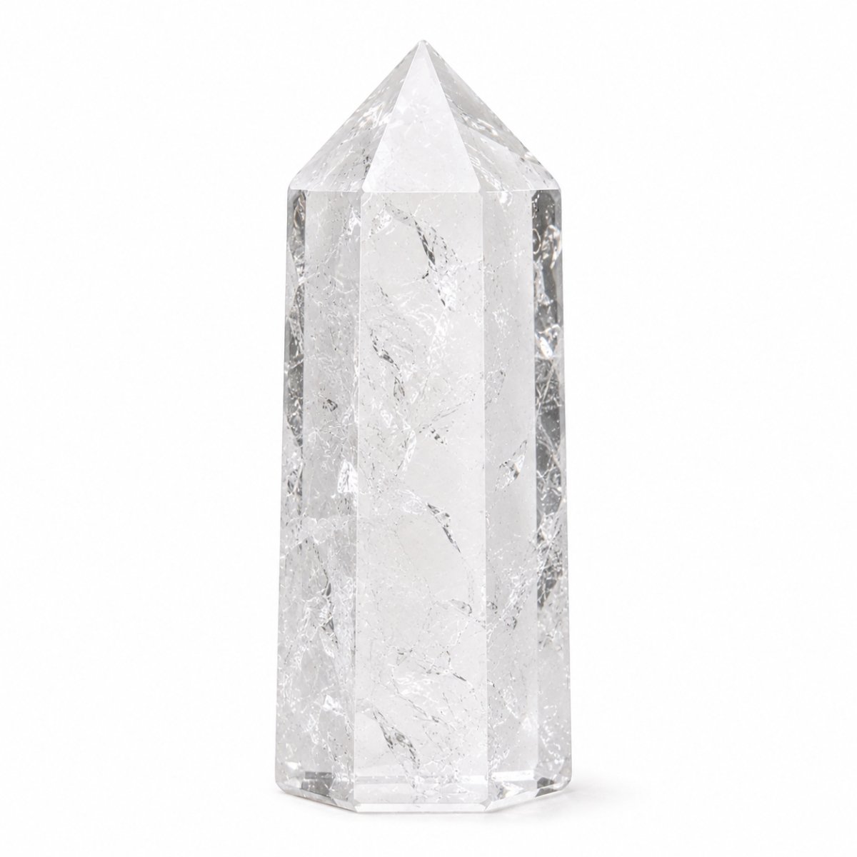 Natural Clear Quartz Crystal Obelisk – Transparent Crystal Point Clear Quartz Crystal Obelisk with pointed tip, transparent appearance and natural internal inclusions