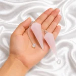 Natural Rose Quartz Dowser 35–45mm, 10–20g | GTI Certified Crystal with White Alloy Chain - Image 2