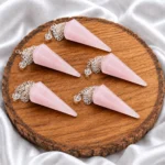 Natural Rose Quartz Dowser Pendulum with Silver Chain