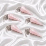 Natural Rose Quartz Dowser 35–45mm, 10–20g | GTI Certified Crystal with White Alloy Chain - Image 3