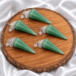 Natural Green Aventurine Dowser Pendulum with Silver Chain