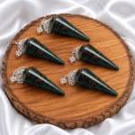 Natural Bloodstone Dowser Pendulum with Silver Chain