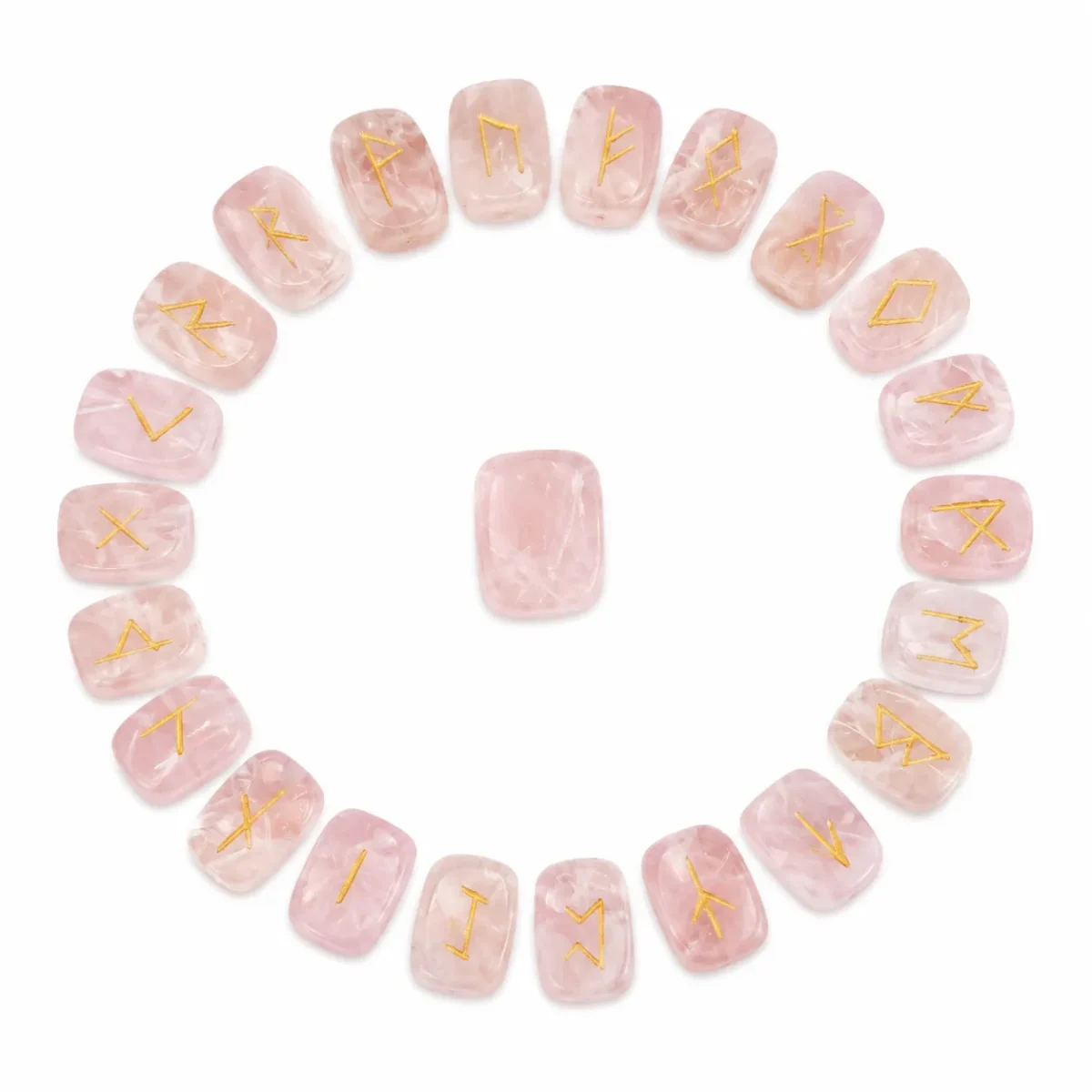 Rose Quartz Rune Stones Set of 25 Pieces – GTI Certified Crystal for Love, Compassion & Positive Intentions - Image 2