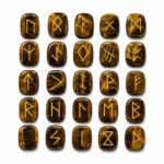 Natural tiger eye rune stone with golden brown colour and chatoyant banding