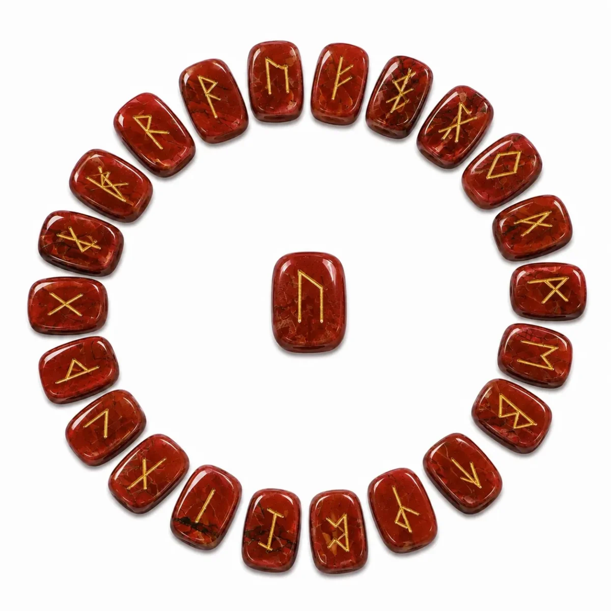 Red Jasper Rune Stones – GTI Certified Crystal for Courage, Clarity & Inner Strength - Image 2