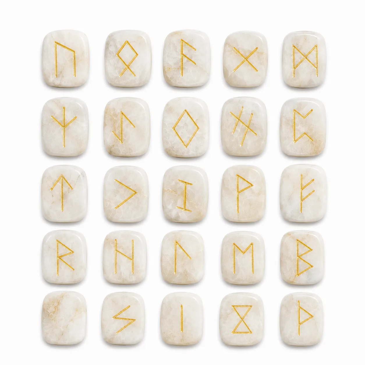 Natural Moonstone Rune Stone Natural moonstone rune stone with soft white sheen and engraved rune design