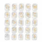 Clear Quartz rune stones engraved with traditional rune symbols for divination, meditation, and spiritual guidance