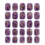 Natural Amethyst Rune Stones engraved with traditional rune symbols for divination, meditation, and spiritual guidance