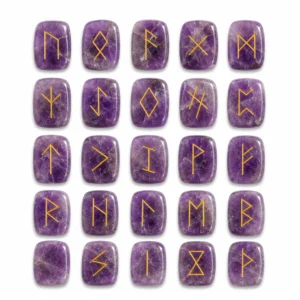 Natural Amethyst Rune Stones engraved with traditional rune symbols for divination, meditation, and spiritual guidance