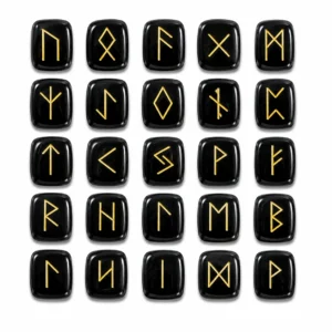 Natural Bloodstone Rune Stones engraved with traditional rune symbols for divination, meditation, and spiritual guidance
