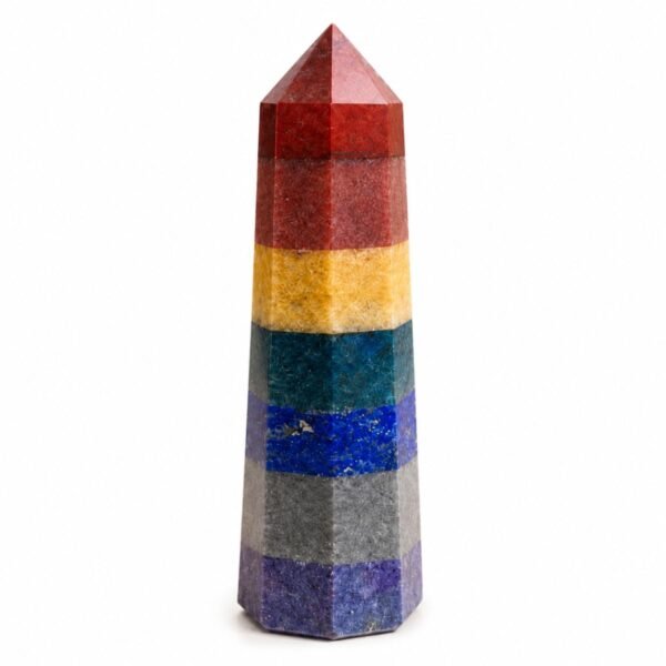 Seven Chakra Pointing Tower Crystal GTI Certified crystal for meditation and spiritual practices
