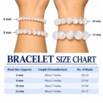 6mm Selenite Crystal Bracelet worn on woman's wrist featuring small polished white round beads.