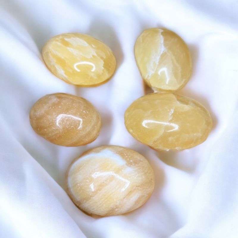 Yellow Calcite Palm Stone/Worry Stone
