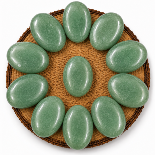 Natural Green Aventurine Palm Stone/Worry Stone in Oval Shape – GTI Certified