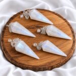 Natural white Moonstone crystal pendulum in dowser shape