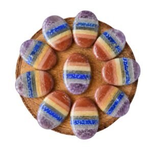 Seven Chakra Palm Stone GTI Certified spiritual crystal for meditation and positive energy