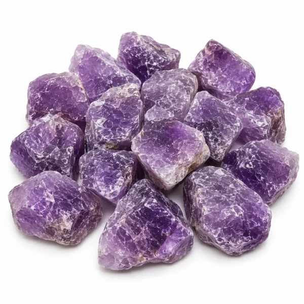 Natural amethyst rough stone with purple crystal formations and raw mineral texture