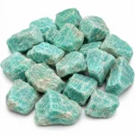 Natural amazonite rough stone with blue-green colour and raw mineral texture