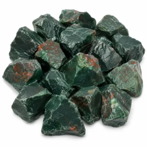 Natural bloodstone rough stone with deep green colour and distinctive red inclusions