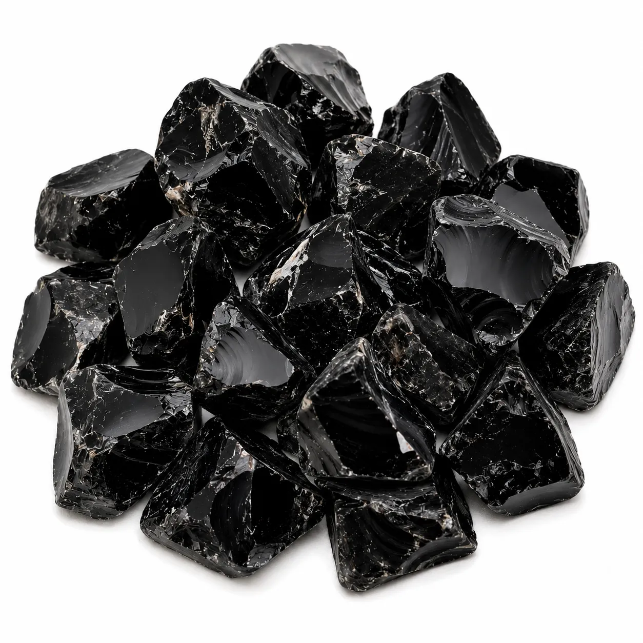 Natural Black Obsidian Rough Stone Natural black obsidian rough stone with dark volcanic colour and raw glassy texture