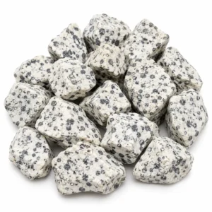 Natural Dalmatian jasper rough stone with cream colour and distinctive black spots