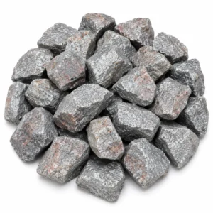 Natural hematite rough stone with metallic grey colour and raw mineral texture