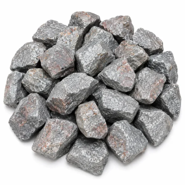 Natural hematite rough stone with metallic grey colour and raw mineral texture