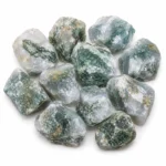 Moss Agate Rough Stones GTI Certified crystal for balance, inner peace and prosperity