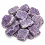 Natural lepidolite rough stone with lilac purple colour and raw crystalline texture