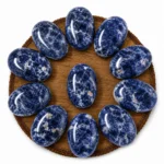 Natural sodalite rough stone with deep blue colour and white mineral veining