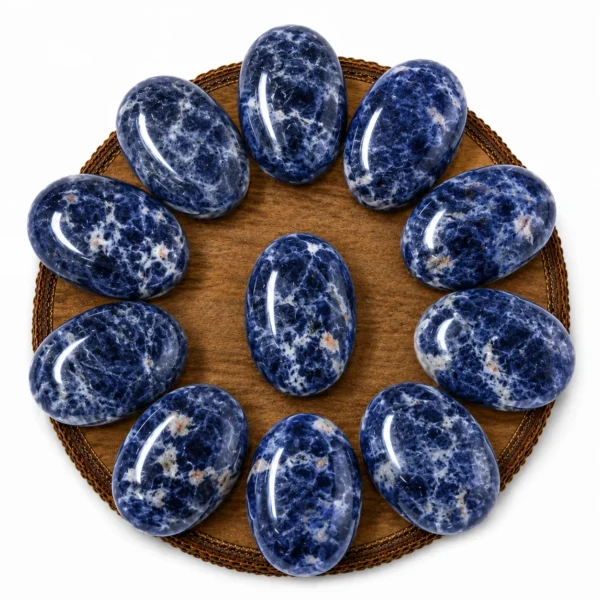Natural sodalite rough stone with deep blue colour and white mineral veining