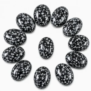 Snowflake Obsidian Palm Stone Worry Stone GTI Certified Crystal