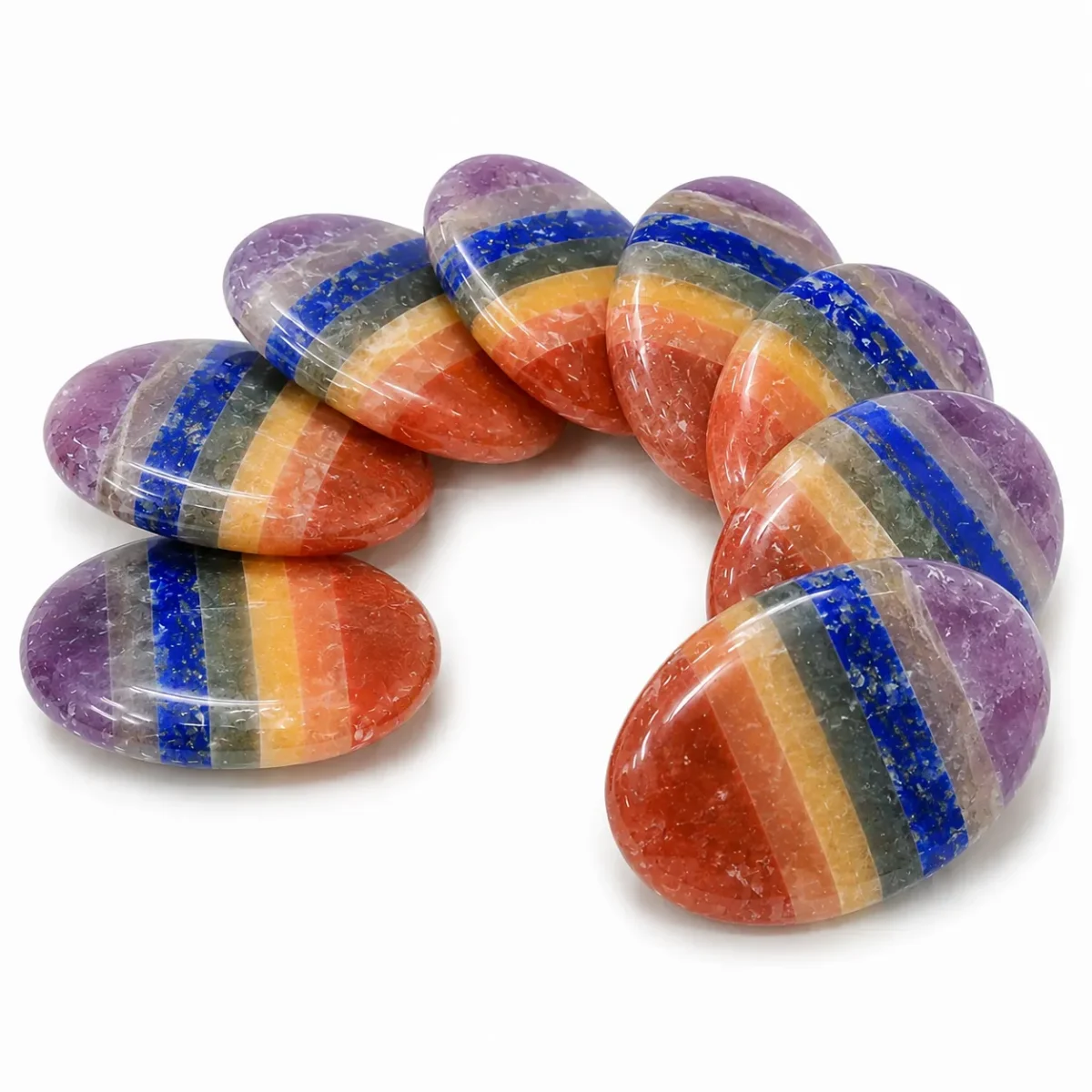 Seven Chakra Rune Stones engraved with traditional rune symbols for chakra balancing, divination, meditation, and spiritual guidance