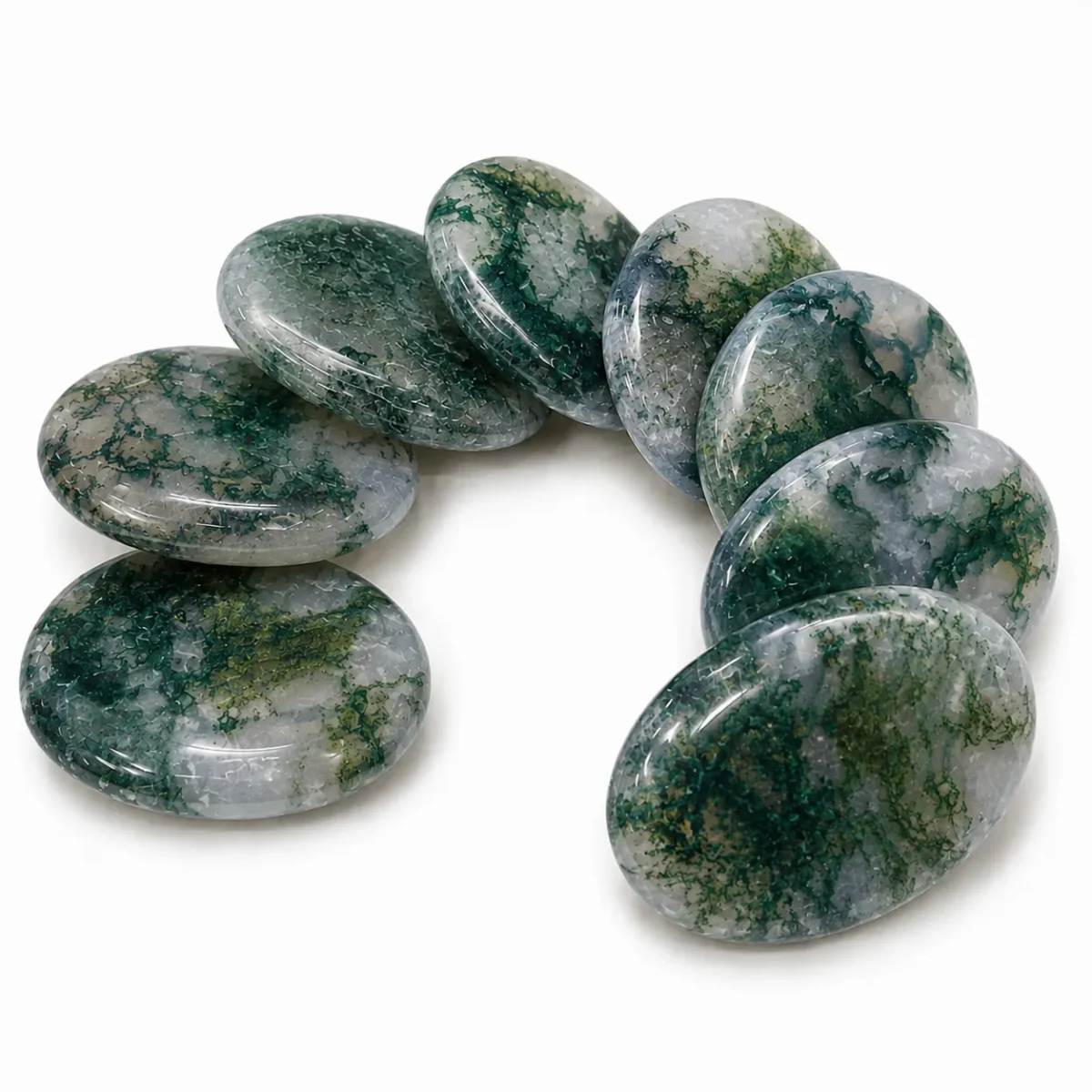 Moss Agate Palm Stone/Worry Stone – GTI Certified Crystal for Balance, Growth & Positive Energy - Image 2