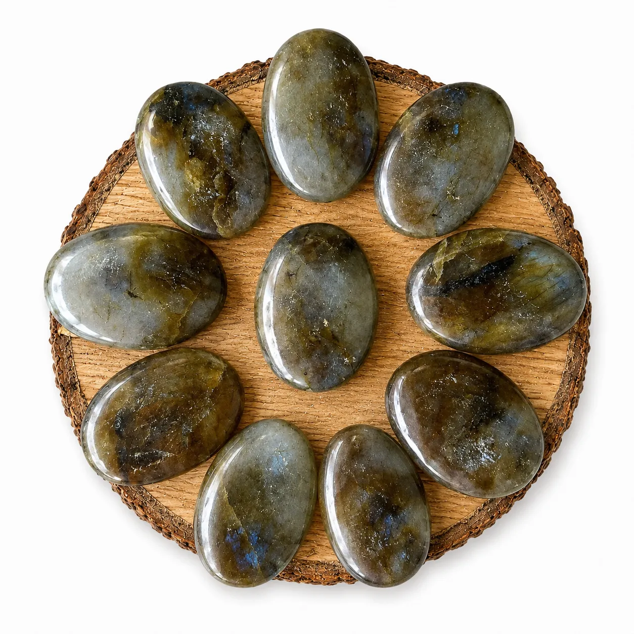 Natural Labradorite Rune Stones Natural Labradorite Rune Stones engraved with traditional rune symbols for divination, meditation, and spiritual guidance