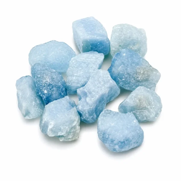 Natural aquamarine rough stone gemstone with blue colour and raw crystal texture